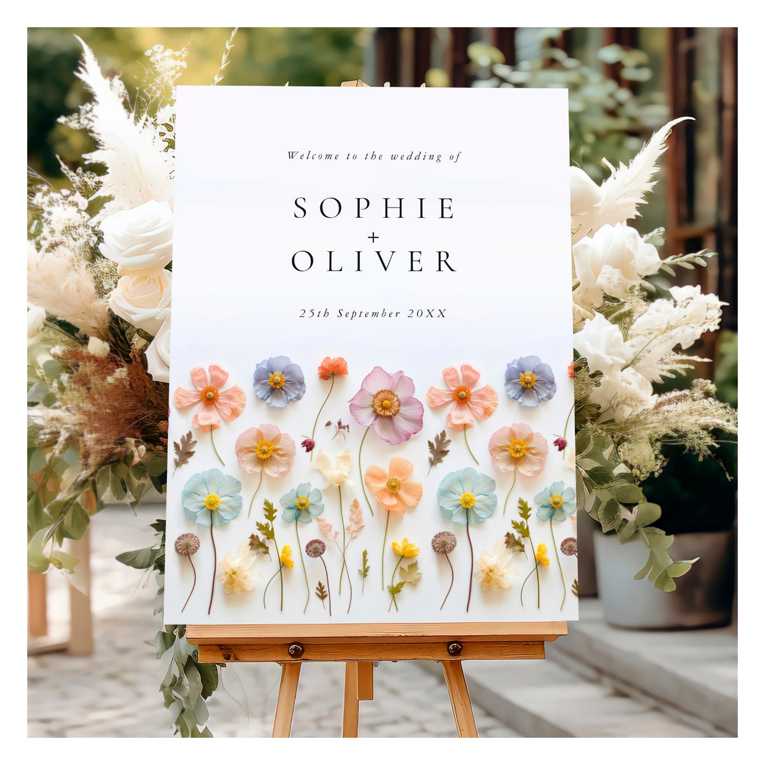 Elegant Pastel Pink Boho Floral WELCOME Wedding Foam Board