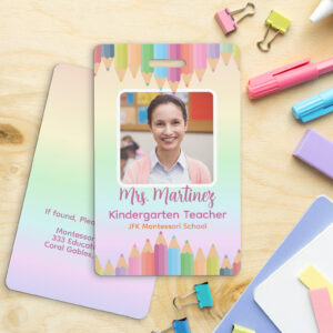 Rainbow Ombre Pastel Colors Teacher Badge