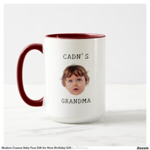 Modern Custom Baby Face Gift for Mom Birthday Gift Mug