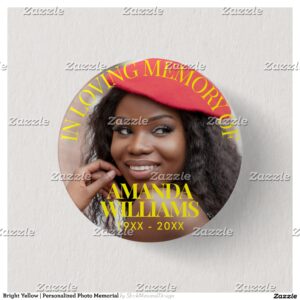 Bright Yellow Personalized Photo Memorial Button