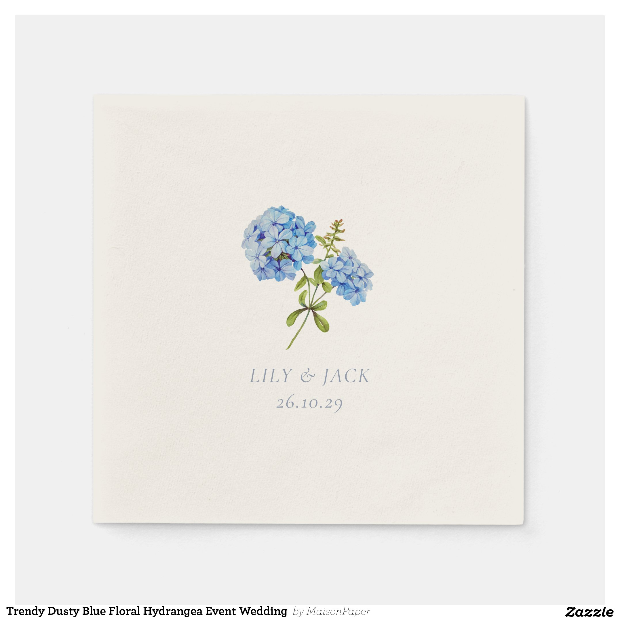 Trendy Dusty Blue Floral Hydrangea Event Wedding Napkins