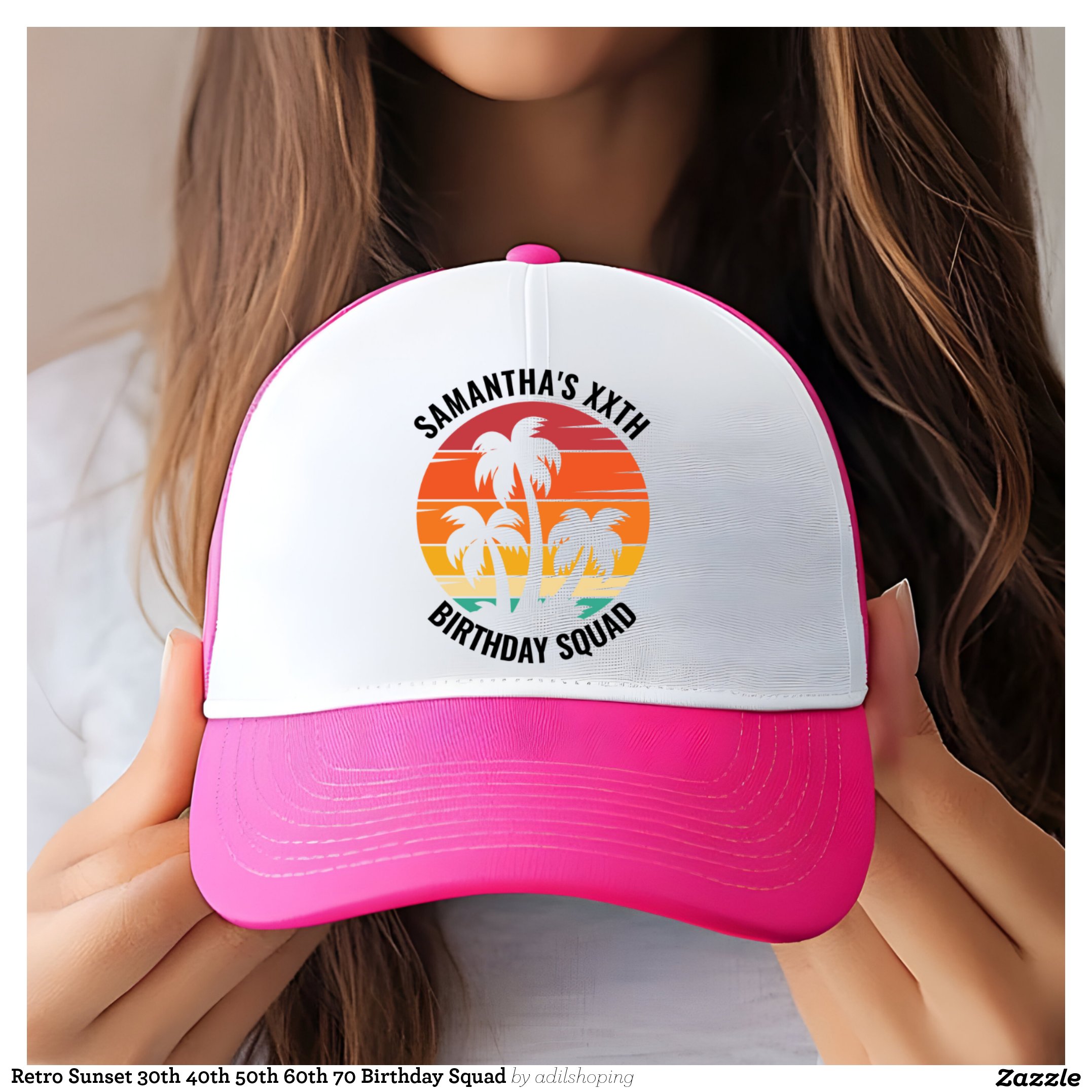 Retro Sunset 30th 40th 50th 60th 70 Birthday Squad Trucker Hat