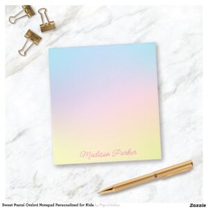 Sweet Pastel Ombr? Notepad Personalised for Kids