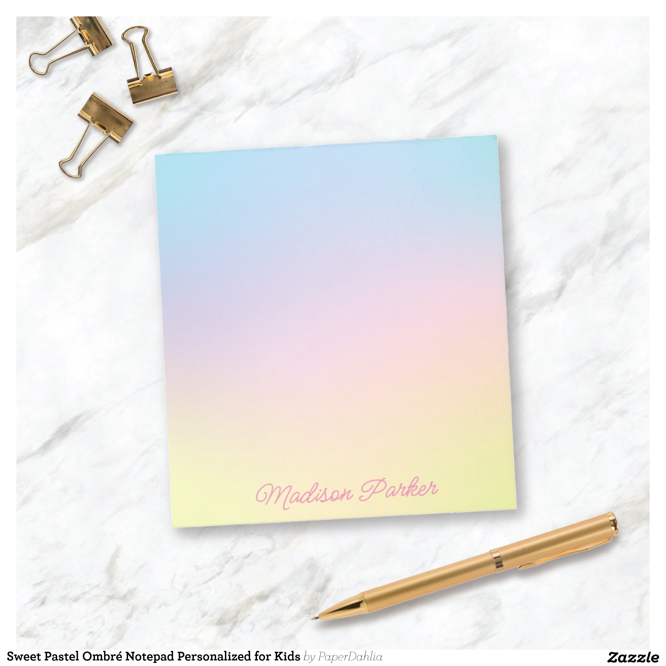 Sweet Pastel Ombr? Notepad Personalised for Kids