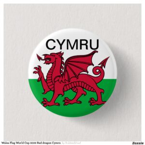 Wales Flag World Cup 2022 Red dragon Cymru Button