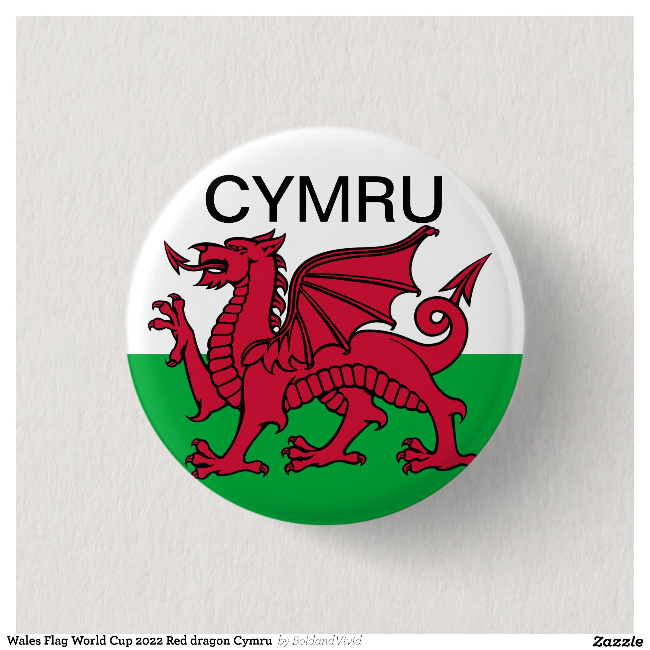 Wales Flag World Cup 2022 Red dragon Cymru Button