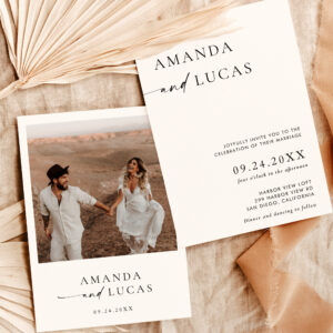 Boho Photo Wedding Invite Modern Minimalist