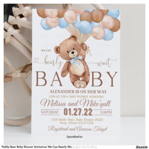 Teddy Bear Baby Shower Invitation We Can Bearly Wa