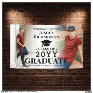 Boy High School Graduation Custom 2 Photo Banner