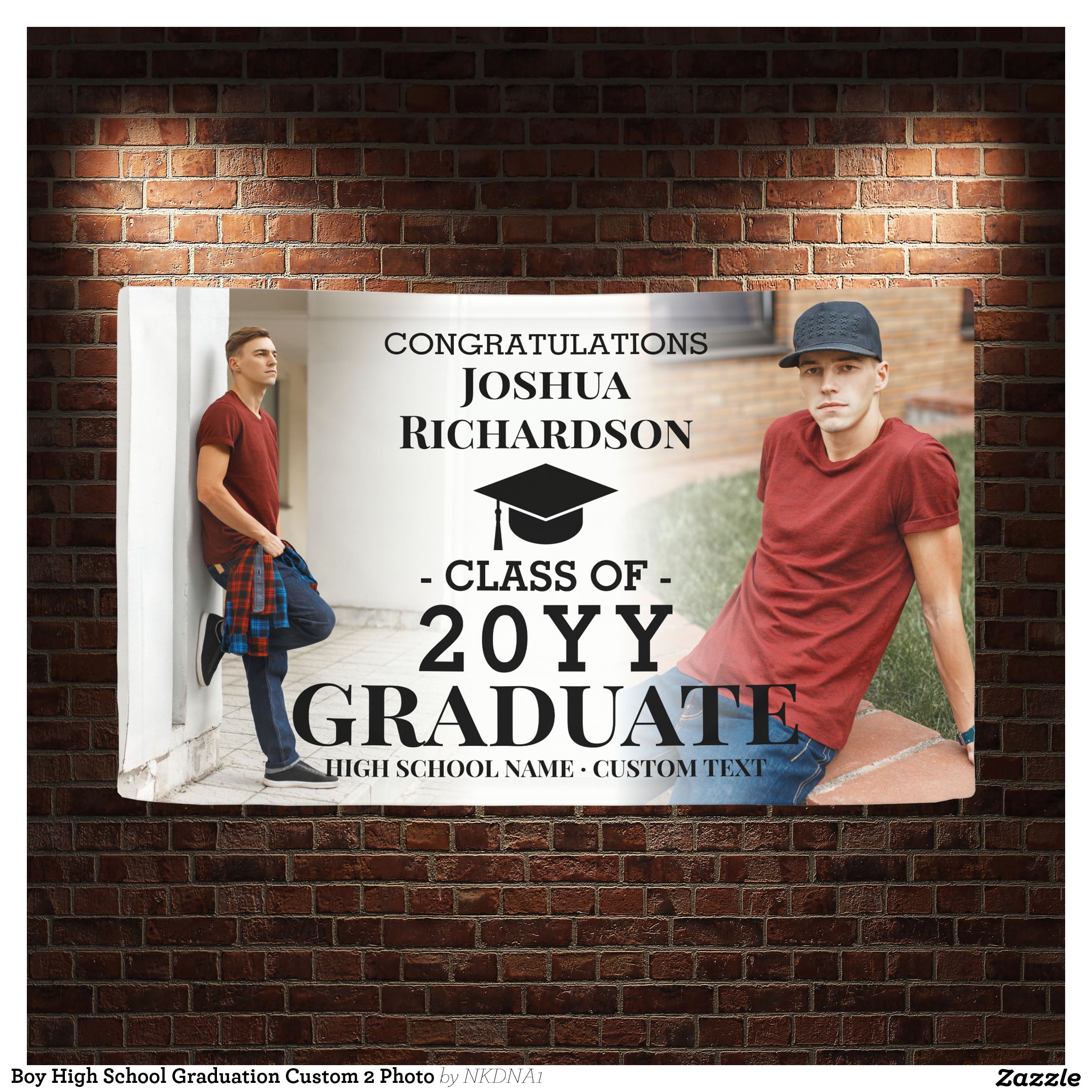 Boy High School Graduation Custom 2 Photo Banner