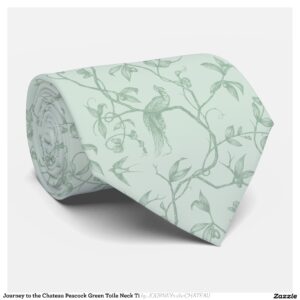 Journey to the Chateau Peacock Green Toile Neck Ti Neck Tie
