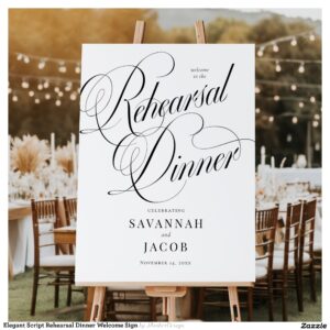 Elegant Script Rehearsal Dinner Welcome Sign