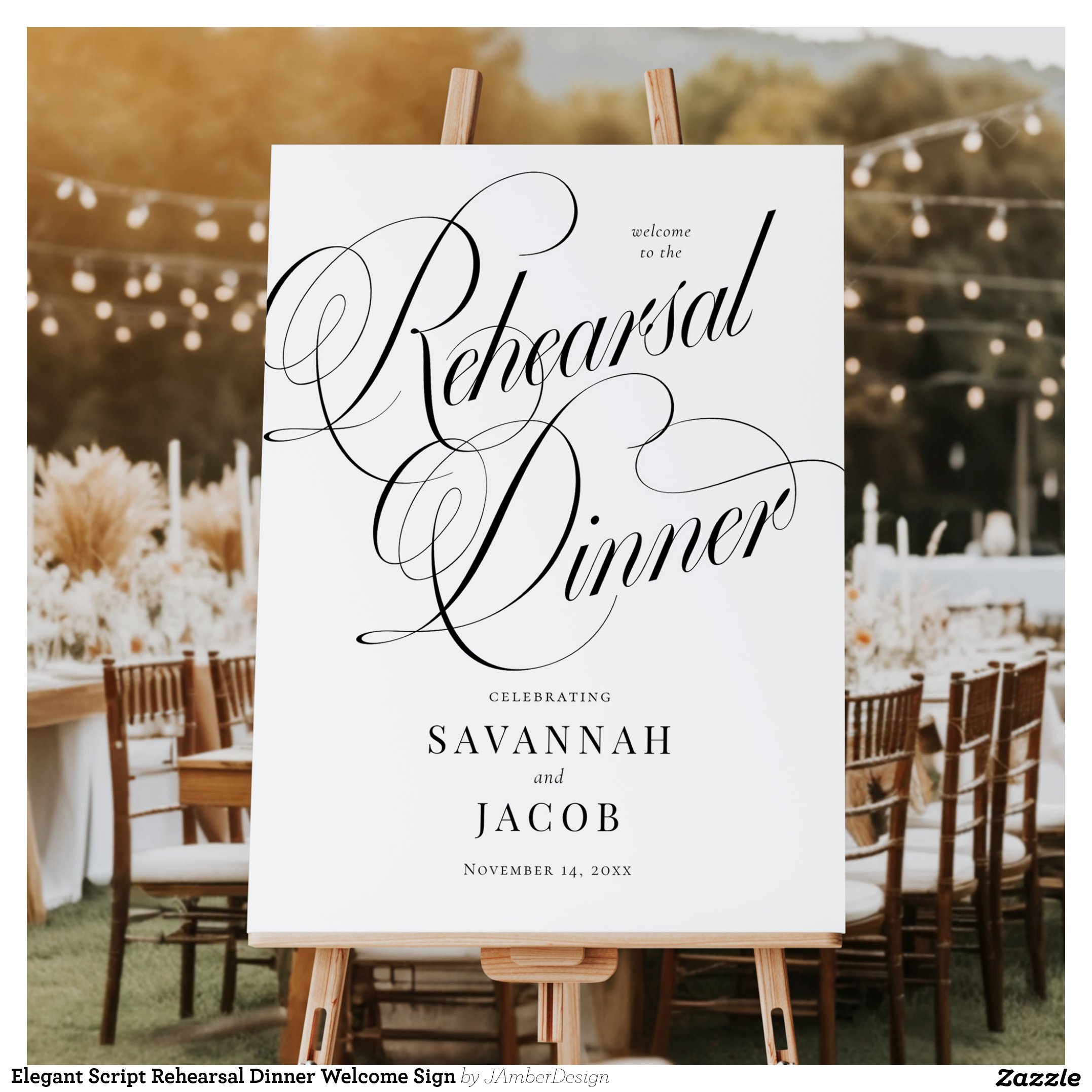 Elegant Script Rehearsal Dinner Welcome Sign
