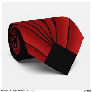 Art Deco Fan Design Red Neck Tie
