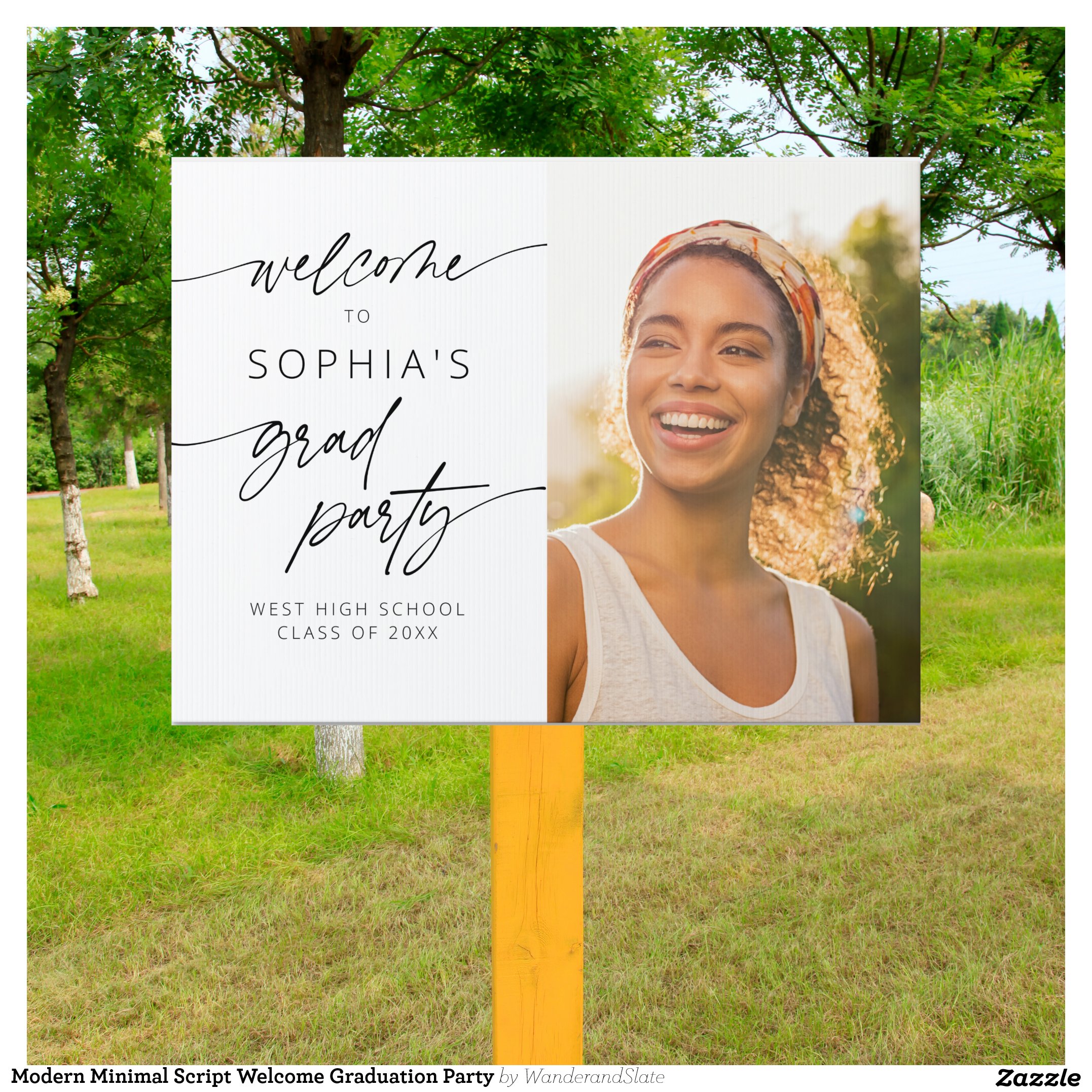 Modern Minimal Script Welcome Graduation Party Sign