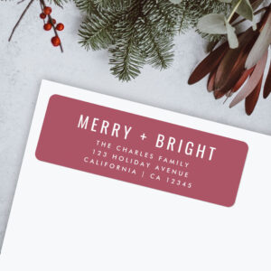 Merry and Bright Berry Vintage Rose Christmas Label