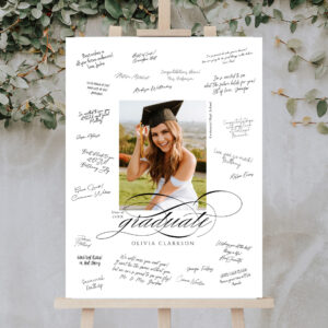 Elegant Script Photo Graduation Guest Signature Foam Board