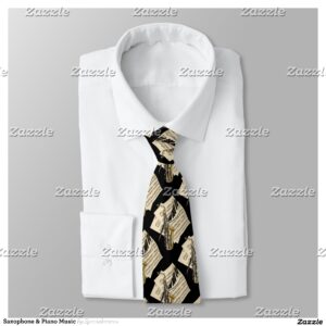Saxophone & Piano Music Neck Tie