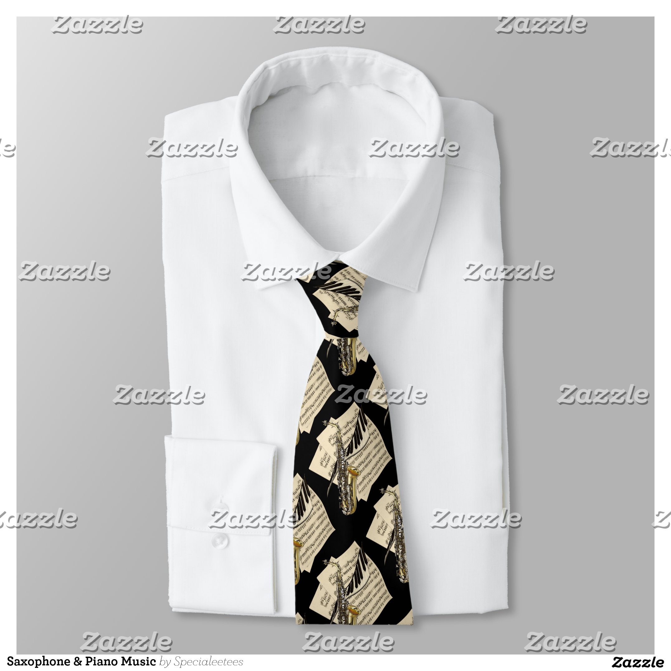 Saxophone & Piano Music Neck Tie