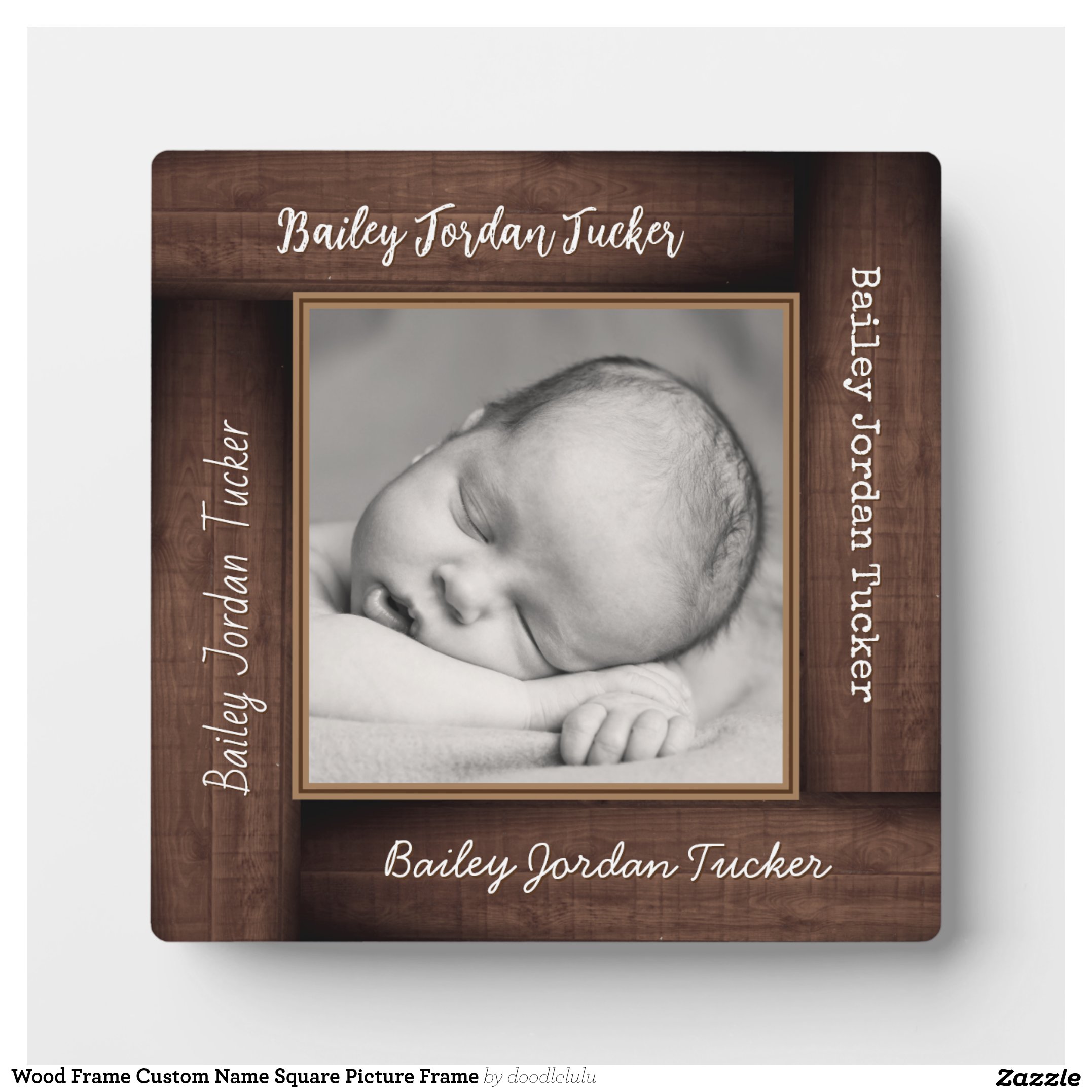 Wood Frame Custom Name Square Picture Frame