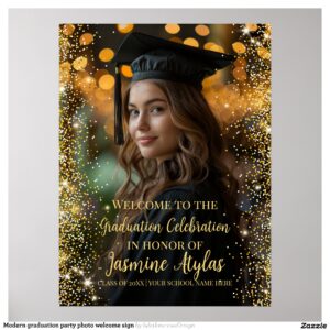 Modern graduation party photo welcome sign
