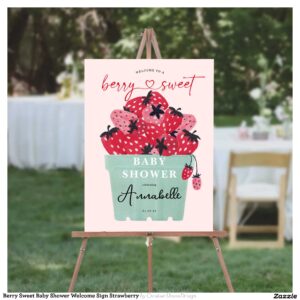 Berry Sweet Baby Shower Welcome Sign Strawberry