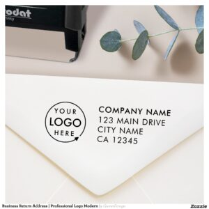 Business Return Address Professional Logo Modern Self-inking Stamp