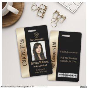Personalized Corporate Employee Black ID Badge