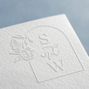 Elegant Floral Arch Frame Couples Wedding Monogram Embosser