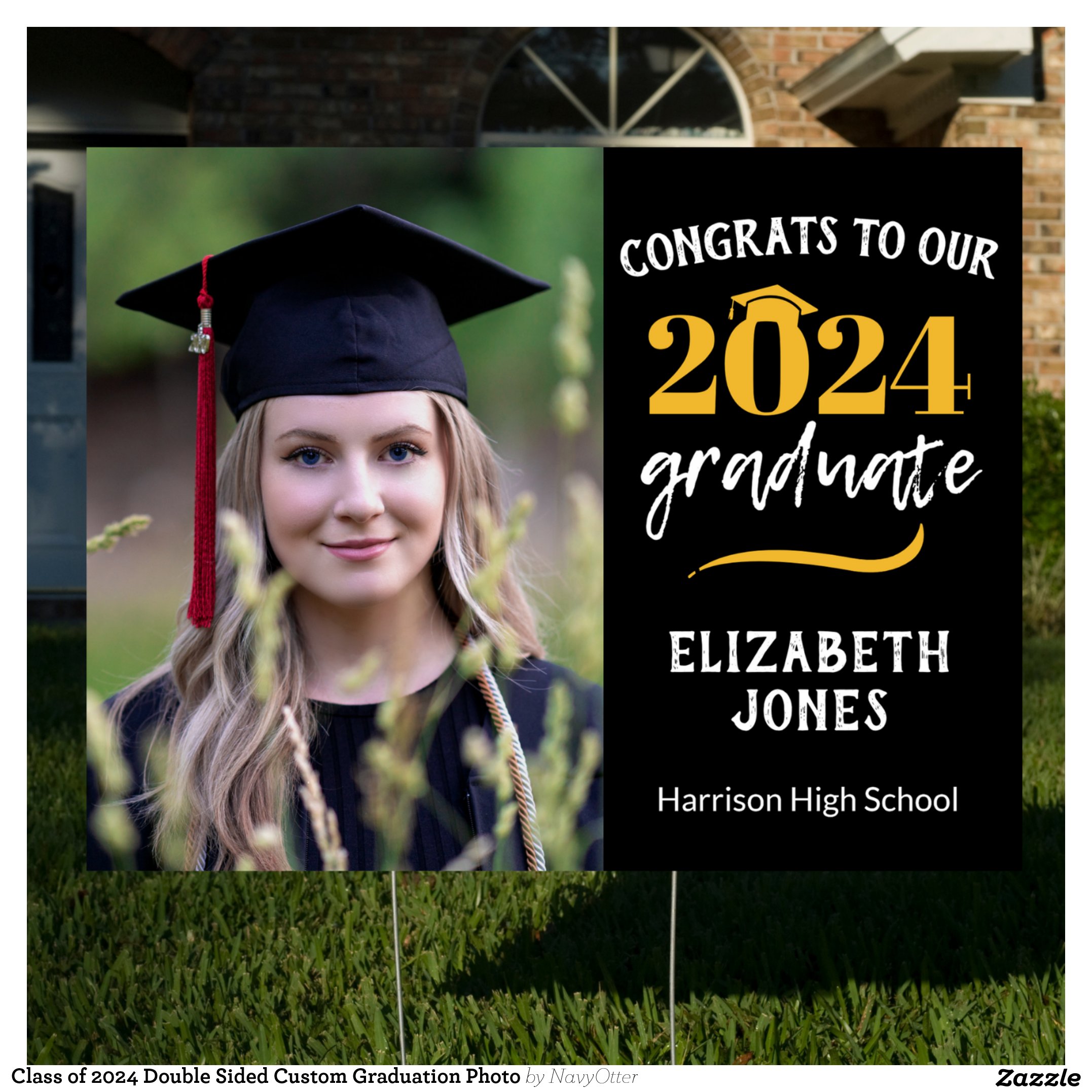 Class of 2024 Double Sided Custom Graduation Photo Sign