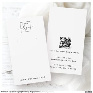 White or any color logo QR earring display card
