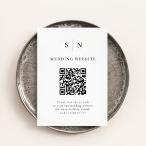 Minimal and Chic Black and White QR Code Wedding Enclosure Card