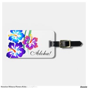 Hawaiian Hibiscus Flowers Aloha Luggage Tag