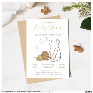 Classic Winnie the Pooh Baby Shower Invitation