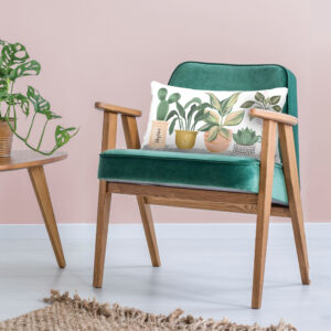 Crazy Plant Lady Chic Watercolor Potted Plants Lumbar Pillow