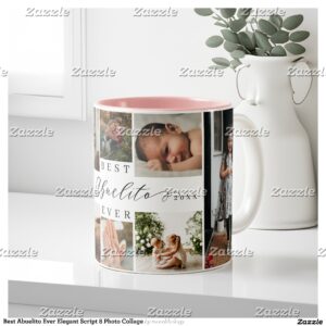 Best Abuelito Ever Elegant Script 8 Photo Collage Two-Tone Coffee Mug