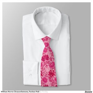 William Morris Chrysanthemums, Fuchsia Pink Tie