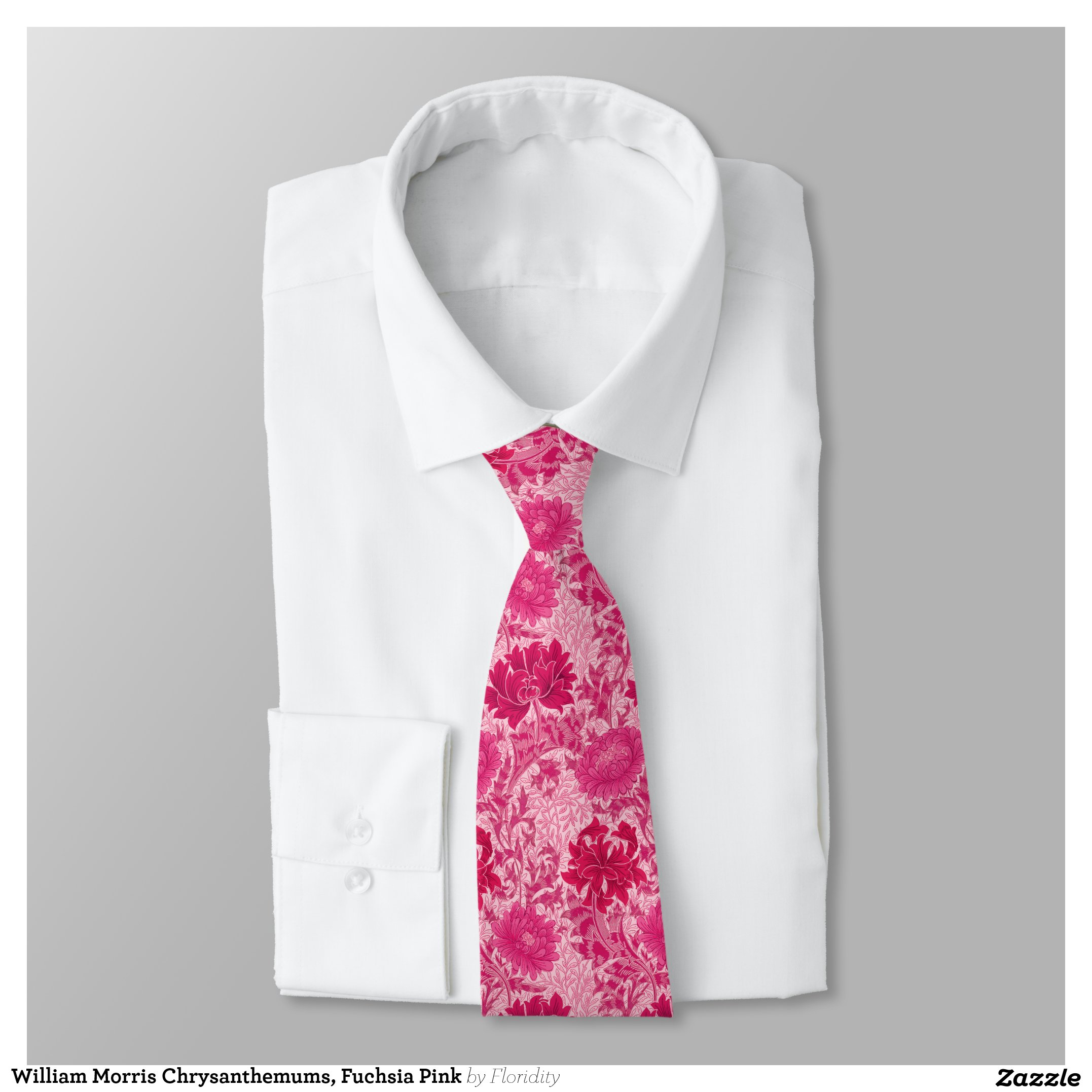 William Morris Chrysanthemums, Fuchsia Pink Tie