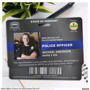 Police Officer Custom Law Enforcement Photo ID Badge
