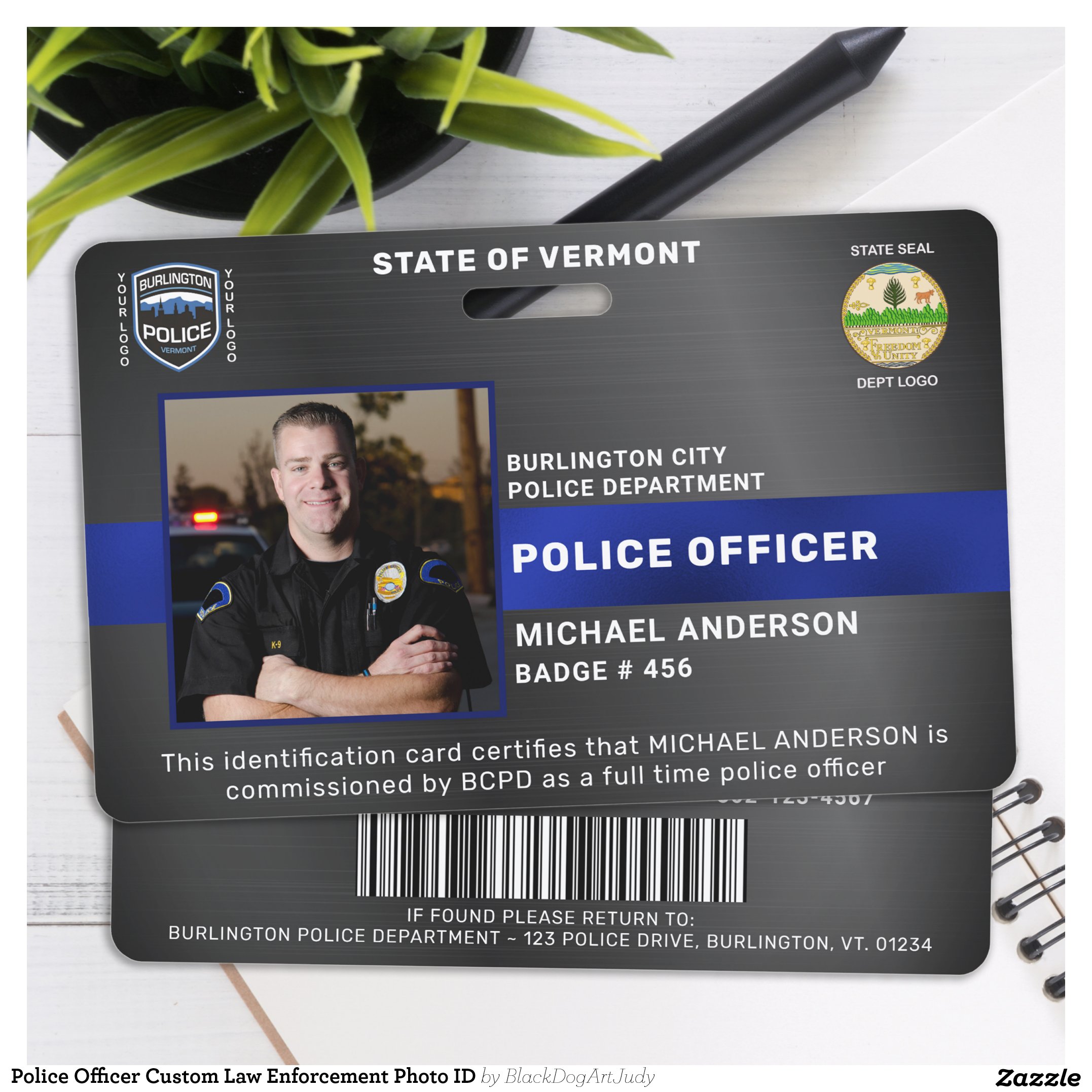 Police Officer Custom Law Enforcement Photo ID Badge