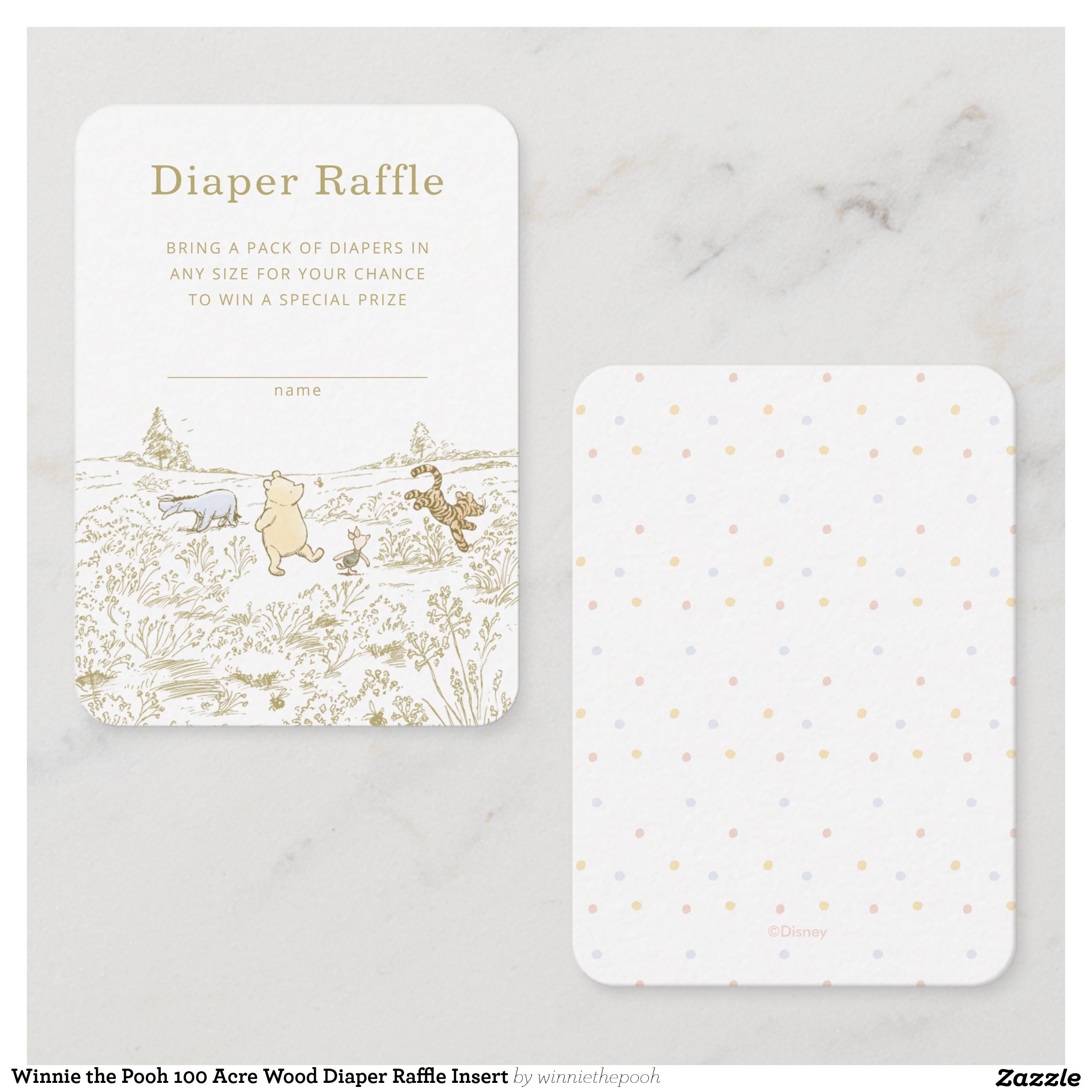 Winnie the Pooh 100 Acre Wood Diaper Raffle Insert