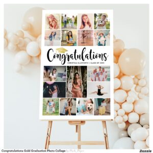 Congratulations Gold Graduation Photo Collage Foam Board