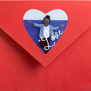 Photo Heart and Love Calligraphy Heart Sticker