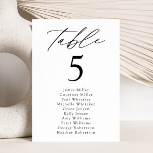 Modern Elegance Table Number Seating Chart