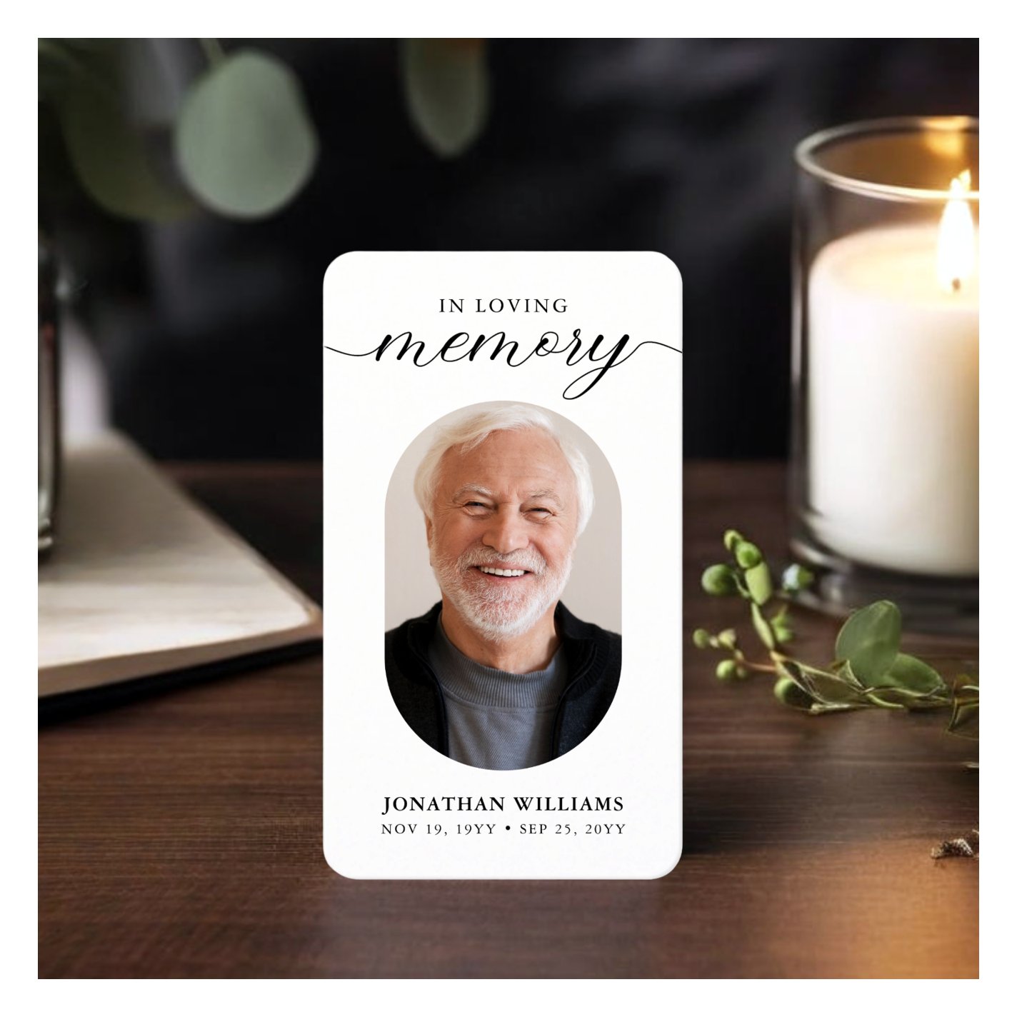 Modern Photo Funeral Memorial Prayer Calling Card