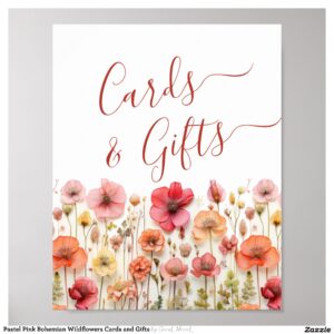 Pastel Pink Bohemian Wildflowers Cards and Gifts Poster
