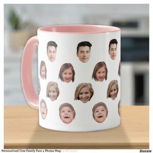 Personalized Cute Family Face 4 Photos Mug