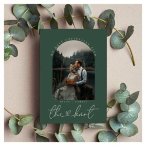 Forest Green Photo Elopement Announcement