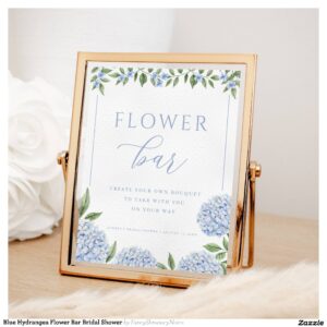 Blue Hydrangea Flower Bar Bridal Shower Poster