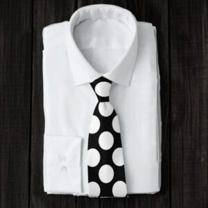 Black with White Polka Dots Retro Neck Tie